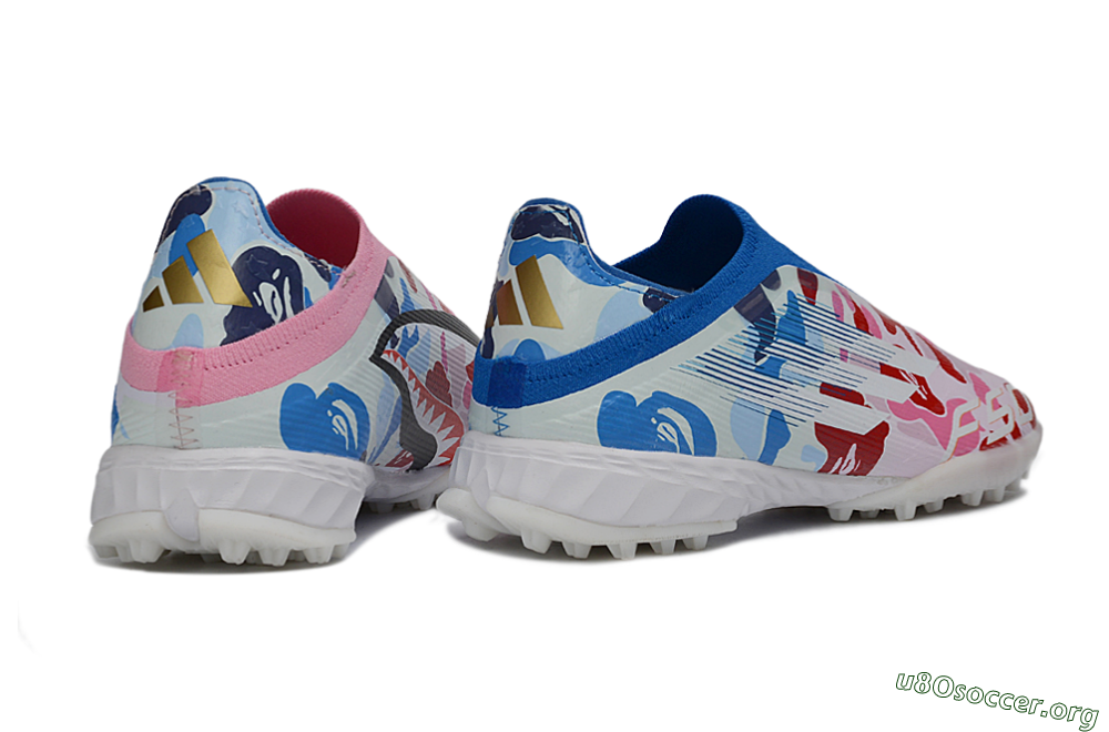 Adidas F50 Pro Laceless TF Football Shoes - Pink/Coral Breeze/Frosted Blue 6