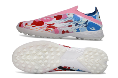 Adidas F50 Pro Laceless TF Football Shoes - Pink/Coral Breeze/Frosted Blue