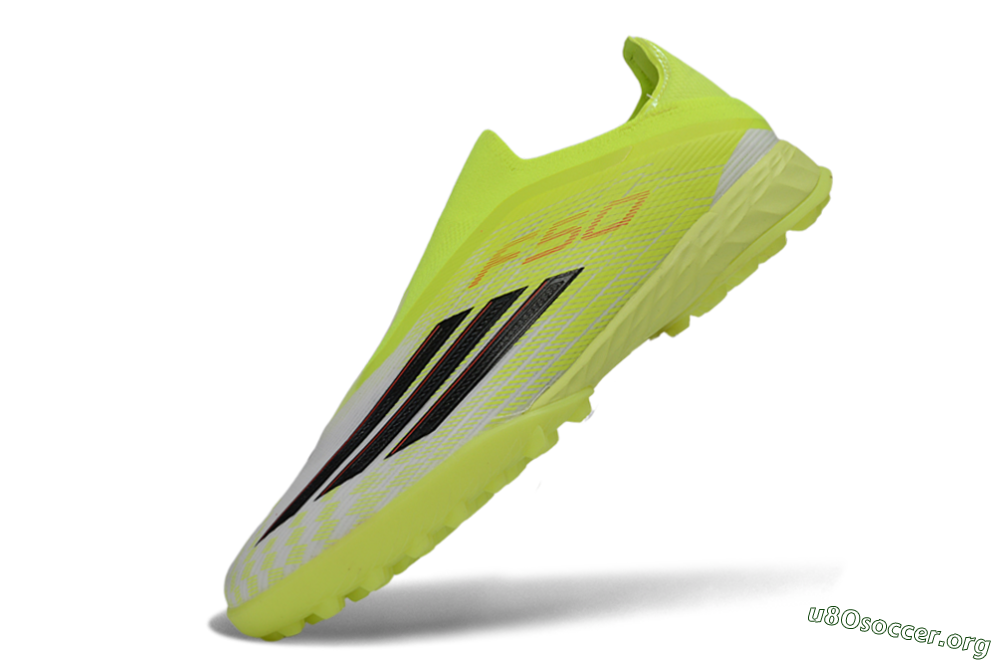 Adidas F50 Pro Laceless TF Football Shoes - Yellow/Electric Yellow/Grey Black 5
