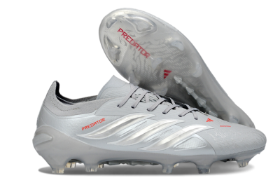 Adidas Predator 26 Elite FG Football Boots - Grey/Silver Mist/Crimson Flash