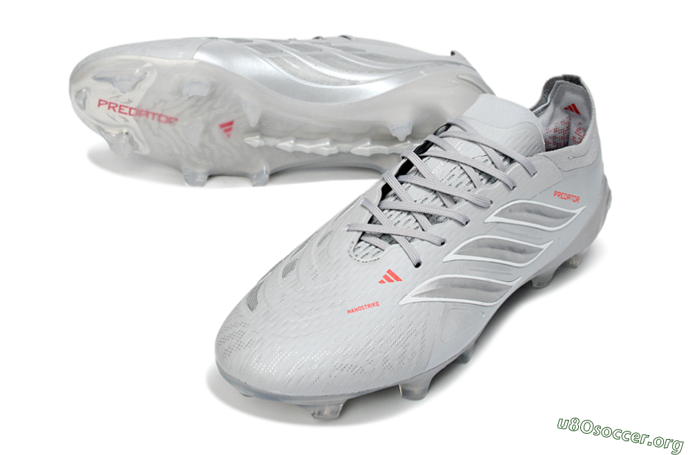 Adidas Predator 26 Elite FG Football Boots - Grey/Silver Mist/Crimson Flash 0