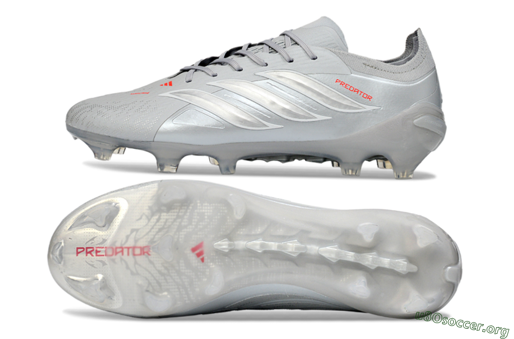 Adidas Predator 26 Elite FG Football Boots - Grey/Silver Mist/Crimson Flash 1