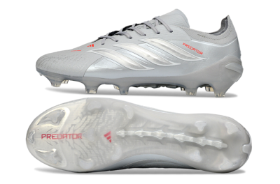 Adidas Predator 26 Elite FG Football Boots - Grey/Silver Mist/Crimson Flash