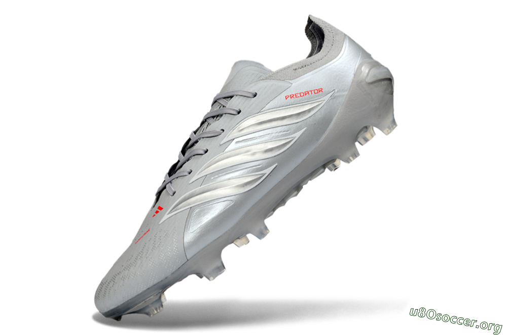 Adidas Predator 26 Elite FG Football Boots - Grey/Silver Mist/Crimson Flash 5