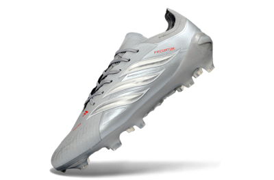 Adidas Predator 26 Elite FG Football Boots - Grey/Silver Mist/Crimson Flash