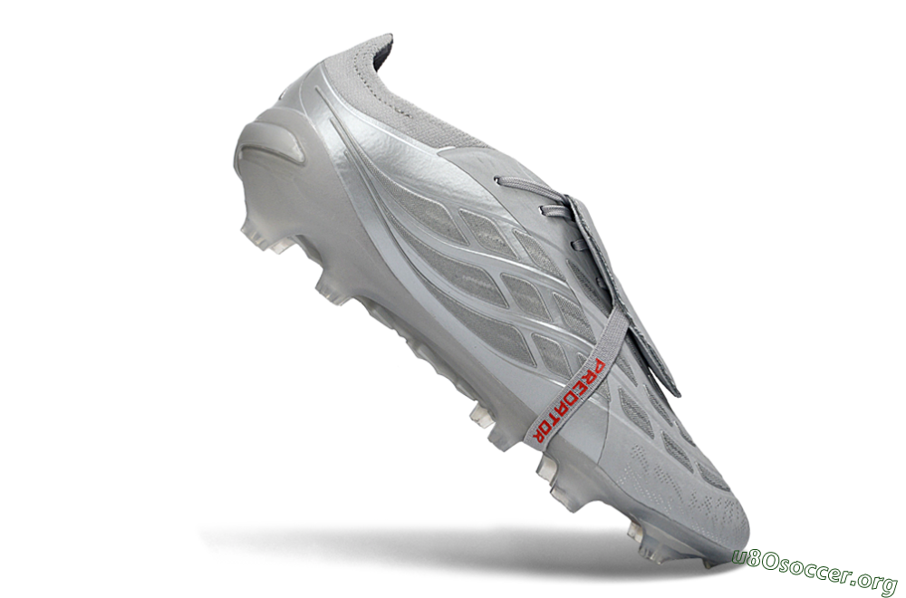 Adidas Predator 26 Elite Fold-Over Tongue FG Football Boots - Gray/Metallic Silver/Crimson Red 4