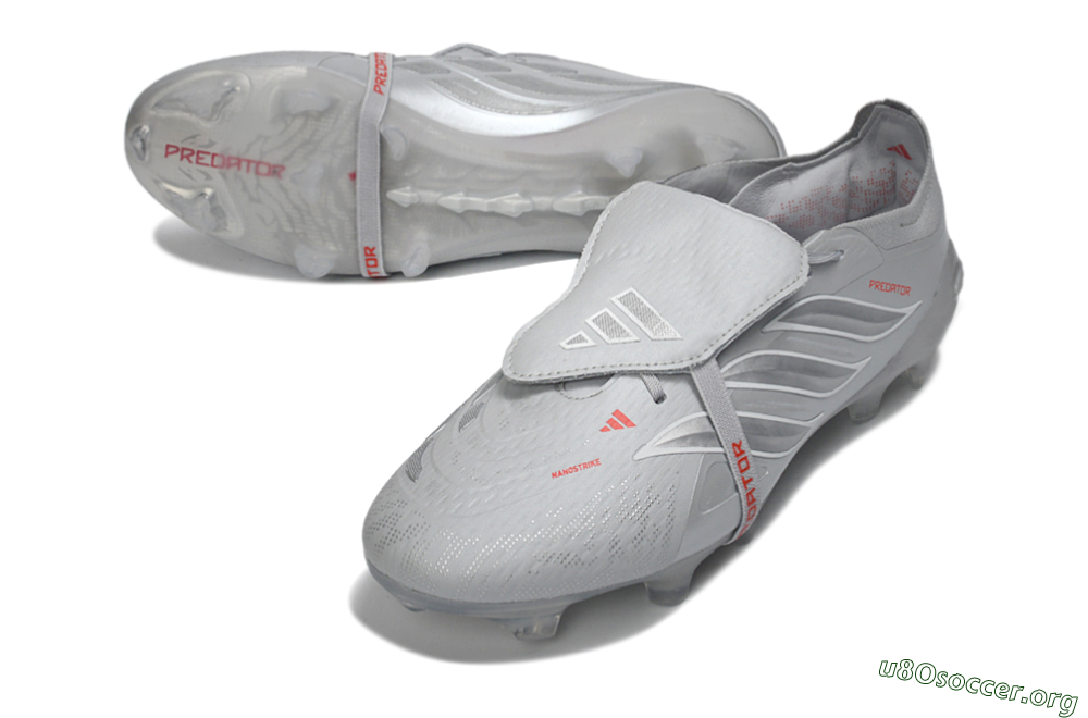 Adidas Predator 26 Elite Fold-Over Tongue FG Football Boots - Gray/Metallic Silver/Crimson Red 0
