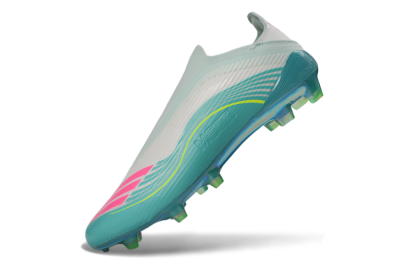 Messi x Adidas F50 Elite Laceless FG Football Boots - Aqua/Neon Green/Pink