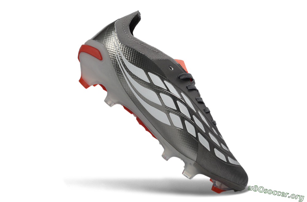 Adidas Predator 26 Elite FG Football Boots - Gray/Bright Red/Metallic Silver 5
