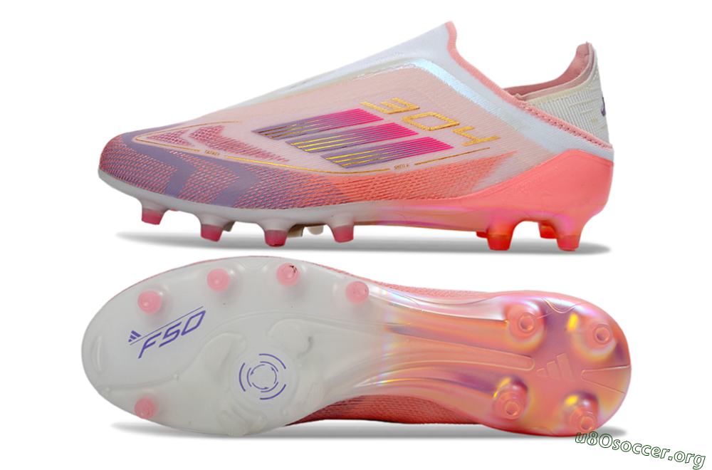 Adidas F50 304 Elite Laceless AG Football Boots - Pink/Coral Pink/Soft Lilac 1