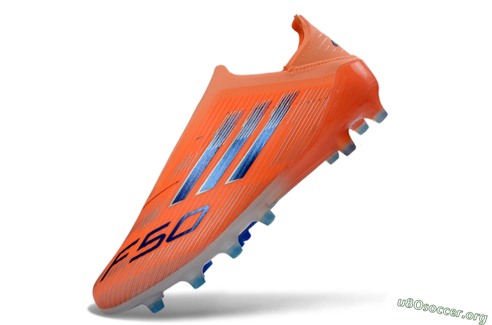 Adidas F50 Elite Laceless AG Football Boots - Orange/Sky Blue/Flame Orange 6