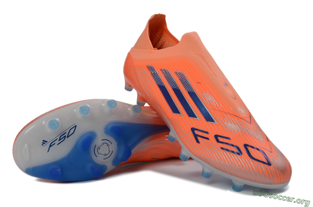 Adidas F50 Elite Laceless AG Football Boots - Orange/Sky Blue/Flame Orange 4