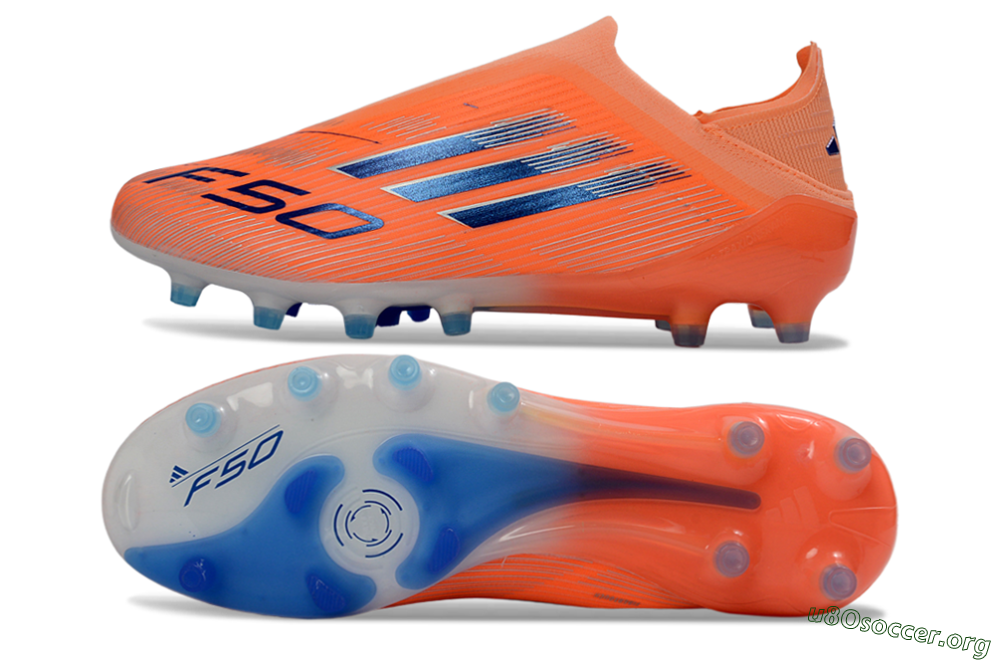 Adidas F50 Elite Laceless AG Football Boots - Orange/Sky Blue/Flame Orange 1