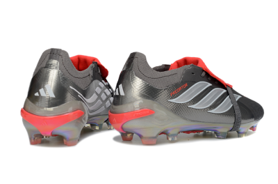 Adidas Predator 26 Elite Fold-Over Tongue FG Football Boots - Gray/High Visibility Red/Metallic Silver