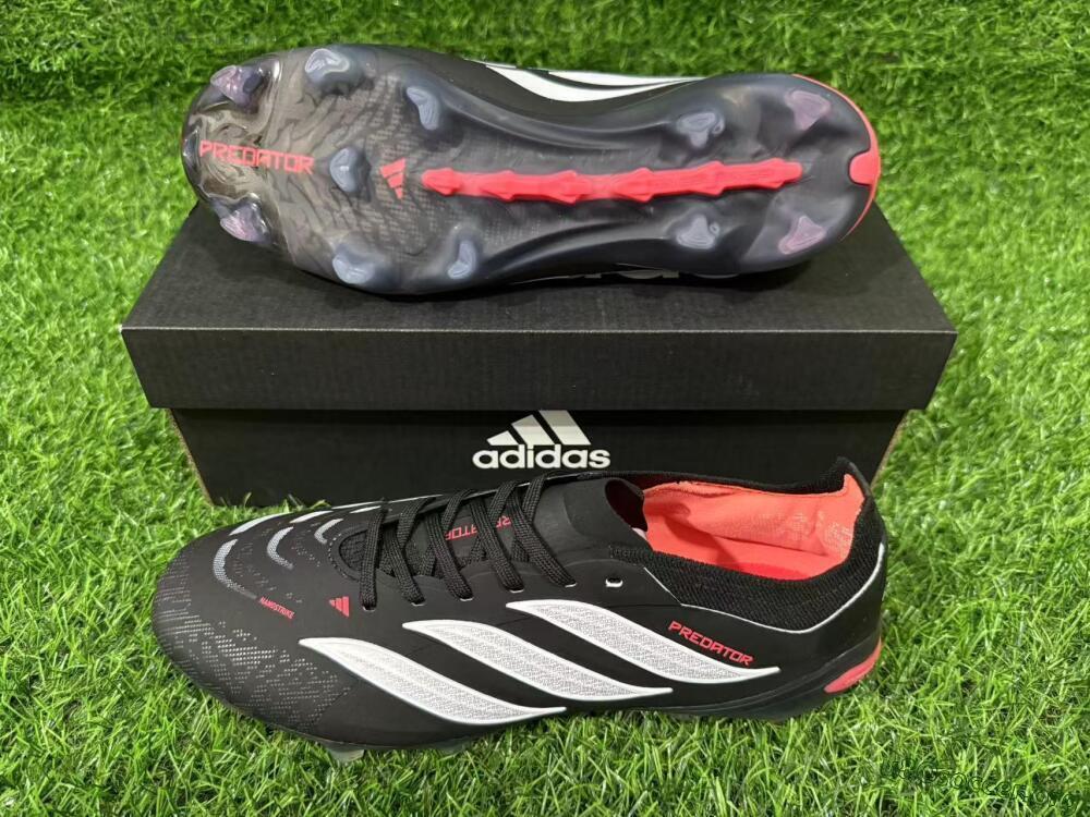 Adidas Predator 26 Elite FG Football Boots - Black/Vibrant Red/Crystal White