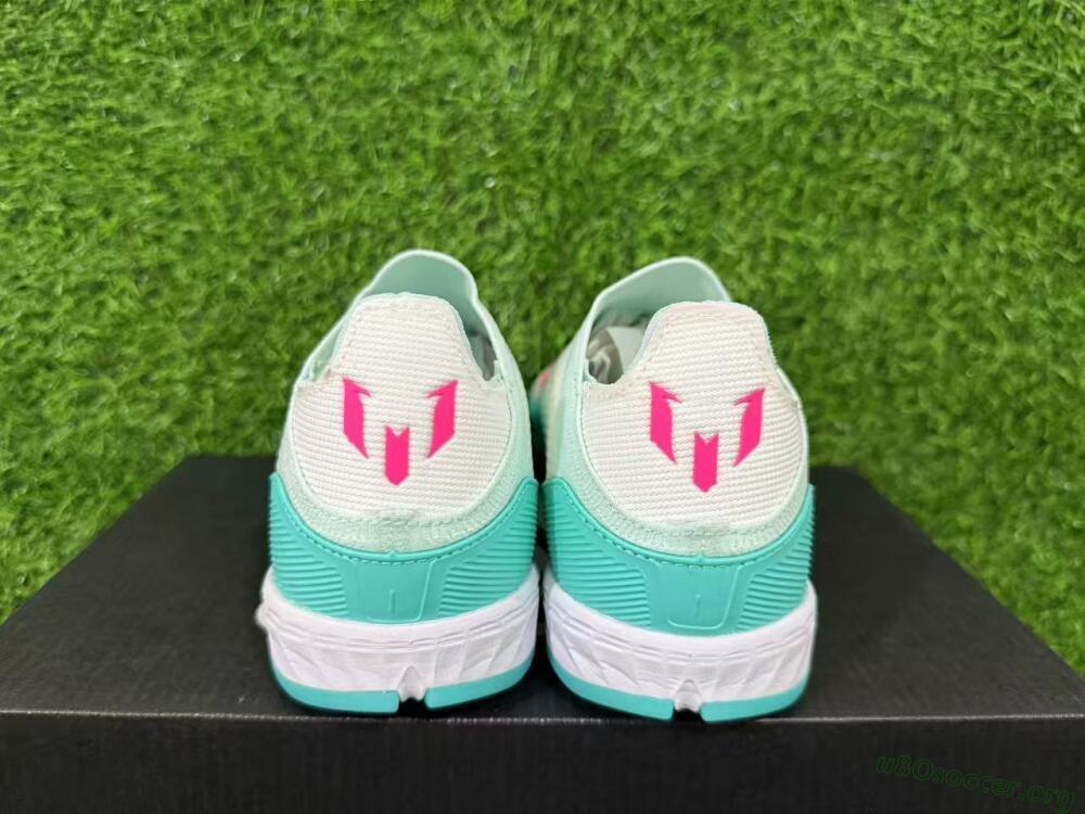 Messi x Adidas F50 Elite Laceless TF Football Shoes - Teal/Bright Pink/Neon Yellow