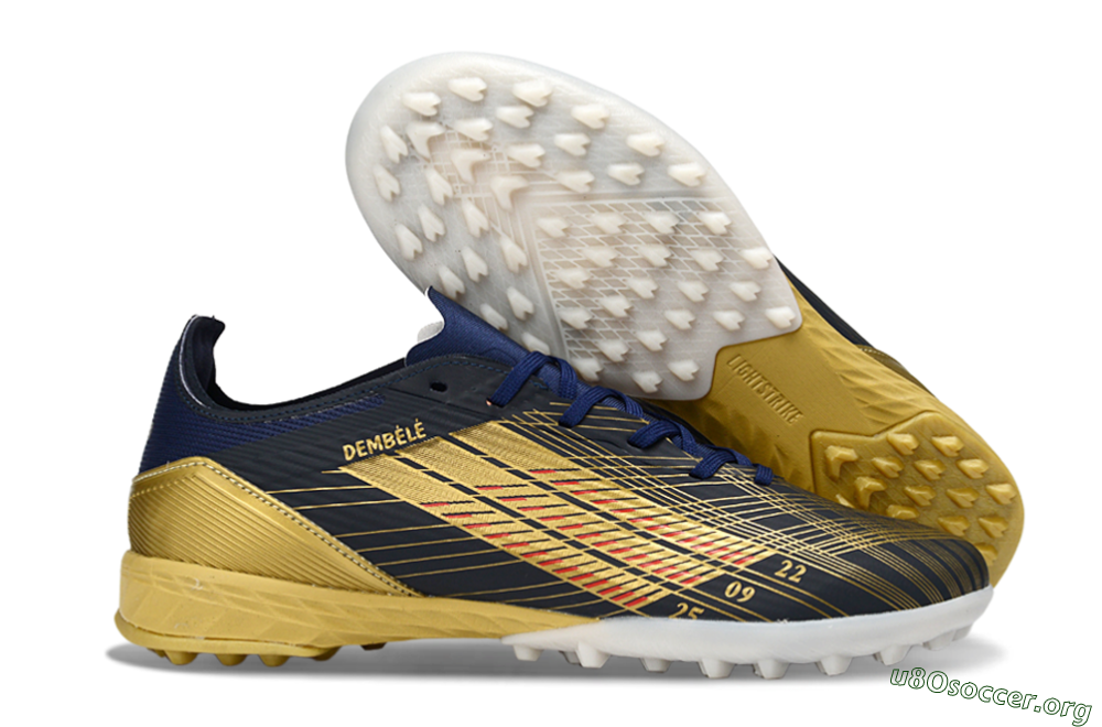 Adidas F50 Pro TF Football Shoes - Navy/Metallic Gold/Dark Red 2