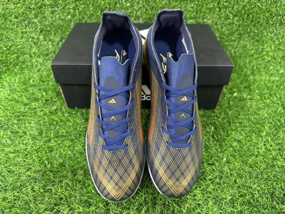 Adidas F50 Pro TF Football Shoes - Navy/Metallic Gold/Dark Red