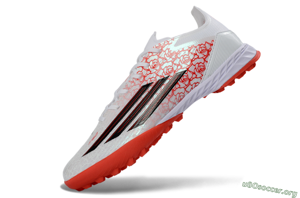 Adidas F50 Pro TF Football Shoes - White/Coral Red/Crimson 5