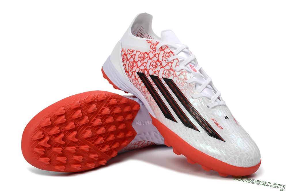 Adidas F50 Pro TF Football Shoes - White/Coral Red/Crimson 0