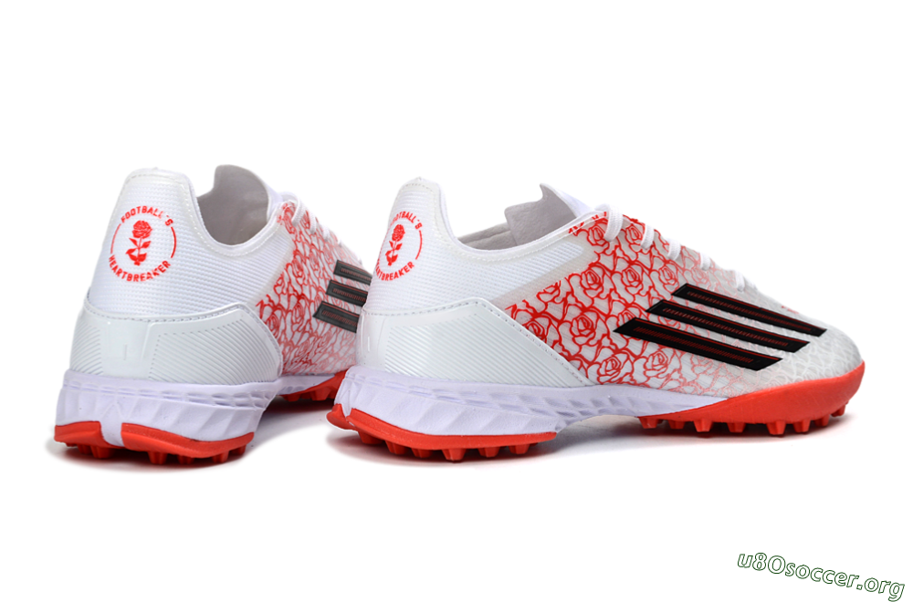 Adidas F50 Pro TF Football Shoes - White/Coral Red/Crimson 6
