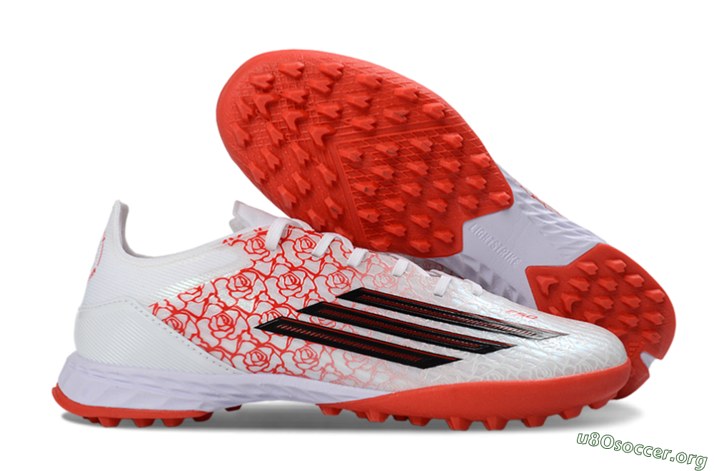 Adidas F50 Pro TF Football Shoes - White/Coral Red/Crimson 2