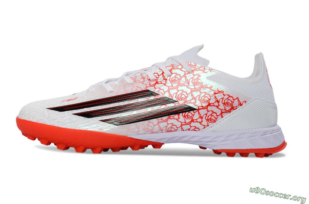 Adidas F50 Pro TF Football Shoes - White/Coral Red/Crimson 3
