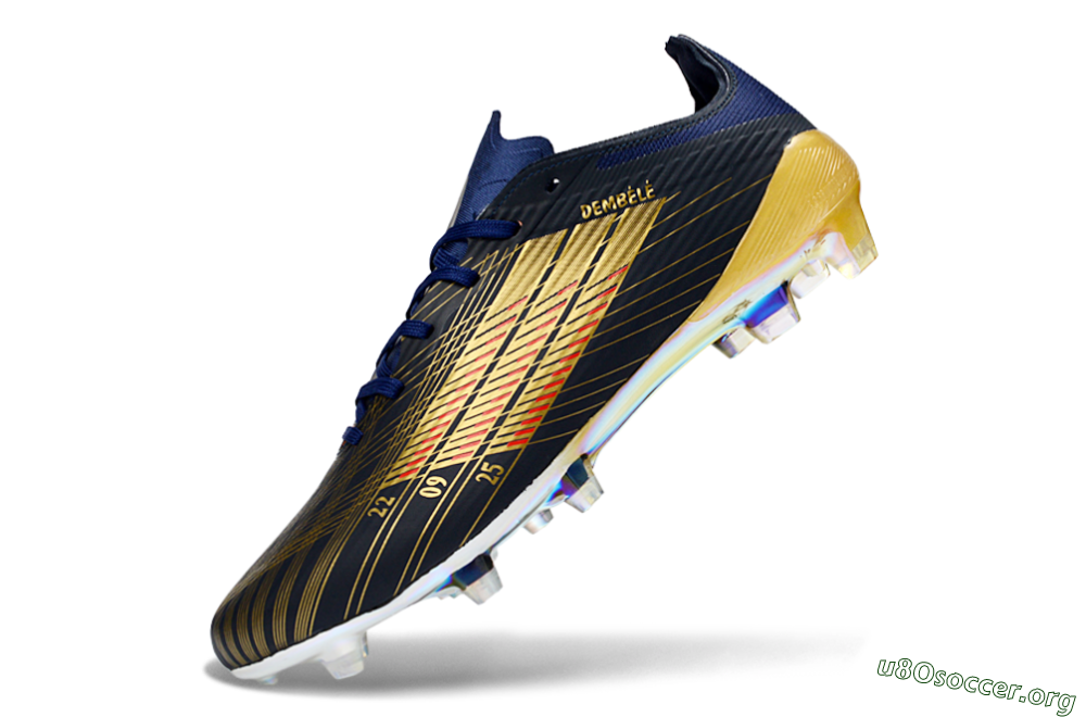 Dembélé x Adidas F50 Elite FG Football Boots - Navy/Gold Rush/Shimmering Ocean 6