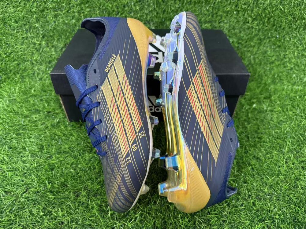 Dembélé x Adidas F50 Elite FG Football Boots - Navy/Gold Rush/Shimmering Ocean