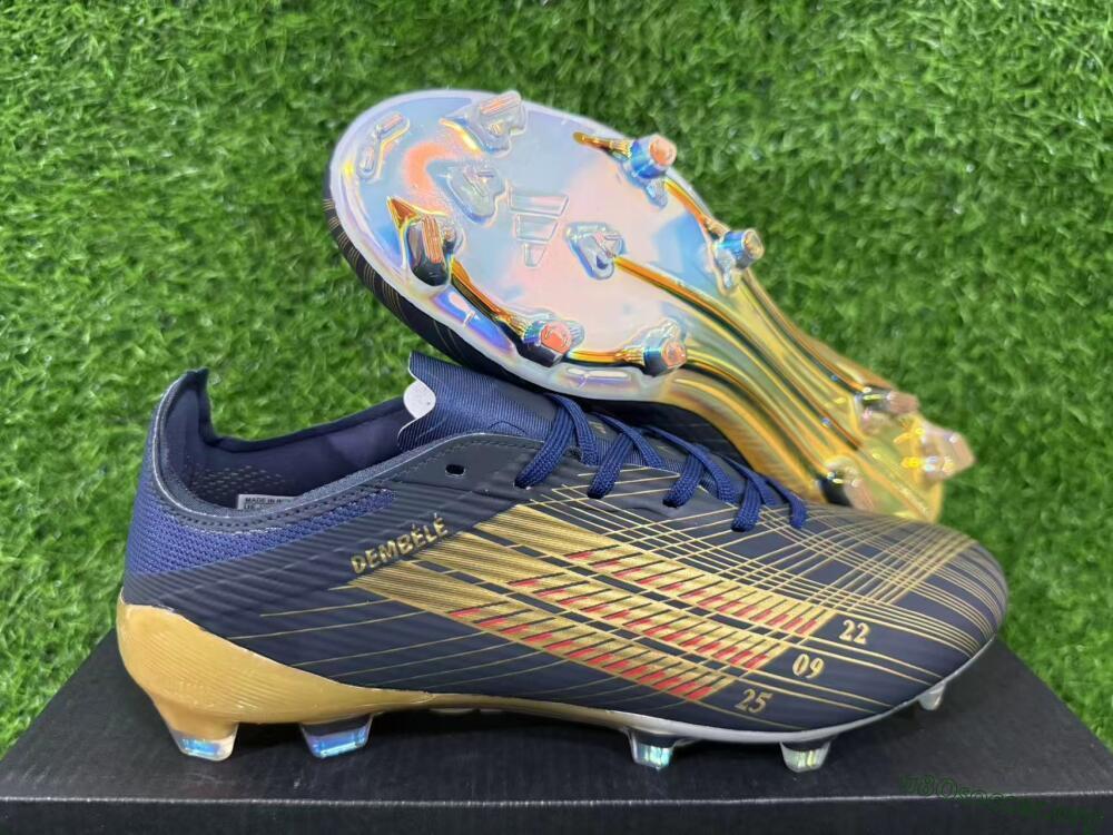 Dembélé x Adidas F50 Elite FG Football Boots - Navy/Gold Rush/Shimmering Ocean
