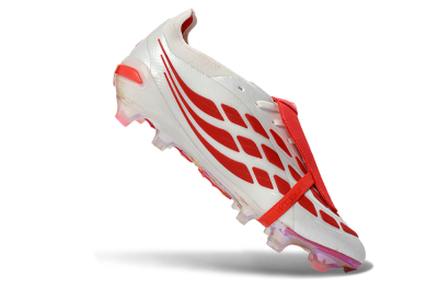 Adidas Predator 26 Elite Fold-Over Tongue FG Football Boots - White/Electric Red/Steel Gray