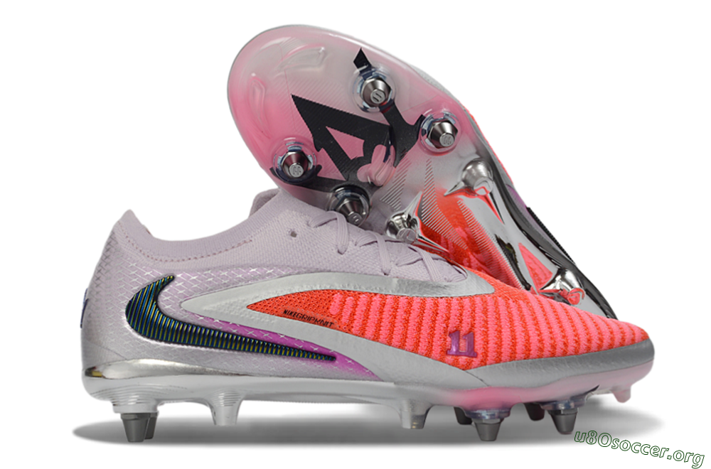 Nike Phantom 6 Elite Low SG Football Boots - Pink/Electric Orange/Silver 2