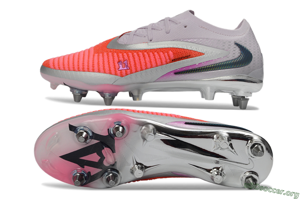 Nike Phantom 6 Elite Low SG Football Boots - Pink/Electric Orange/Silver 1