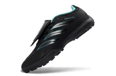 Adidas Predator 26 Elite Fold-Over Tongue TF Football Shoes - Black/Aqua Blue/Metallic Silver