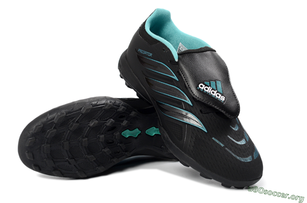 Adidas Predator 26 Elite Fold-Over Tongue TF Football Shoes - Black/Aqua Blue/Metallic Silver 0