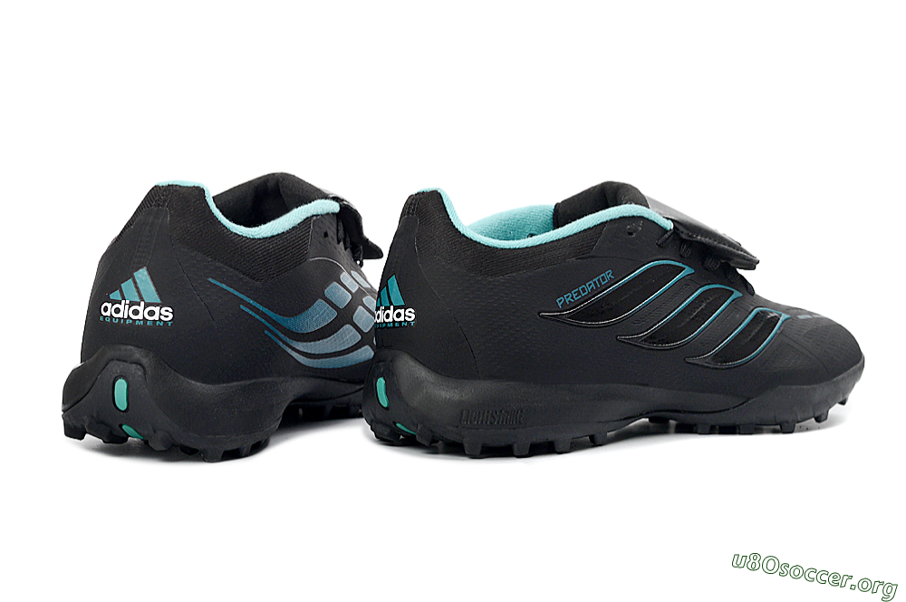 Adidas Predator 26 Elite Fold-Over Tongue TF Football Shoes - Black/Aqua Blue/Metallic Silver 6