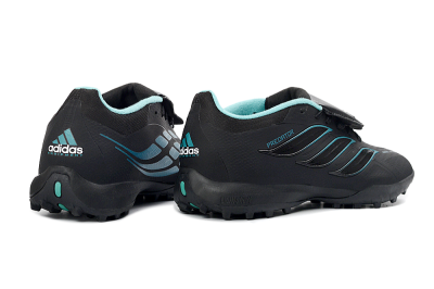 Adidas Predator 26 Elite Fold-Over Tongue TF Football Shoes - Black/Aqua Blue/Metallic Silver