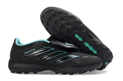 Adidas Predator 26 Elite Fold-Over Tongue TF Football Shoes - Black/Aqua Blue/Metallic Silver