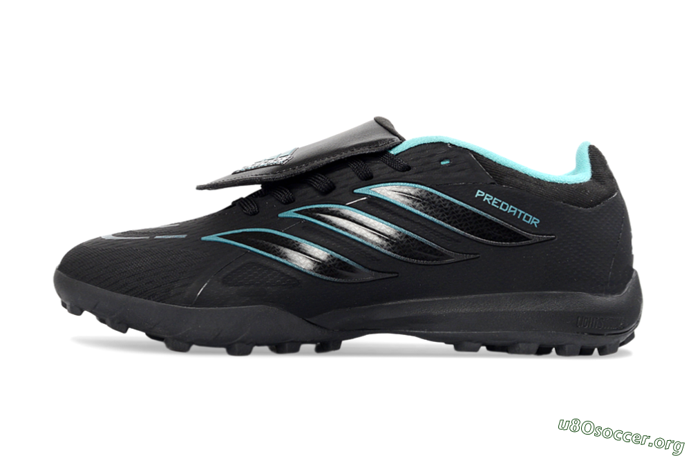 Adidas Predator 26 Elite Fold-Over Tongue TF Football Shoes - Black/Aqua Blue/Metallic Silver 3