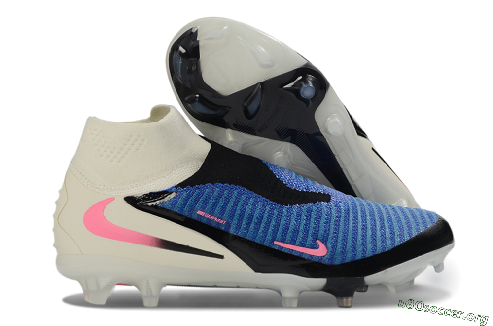Nike Phantom 6 Elite High FG Football Boots - Blue/Electric Blue/Neon Pink 2