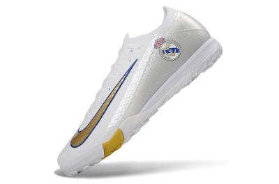 Nike Air Zoom Mercurial Vapor 16 Elite TF Football Shoes - White/Royal Blue/Metallic Gold