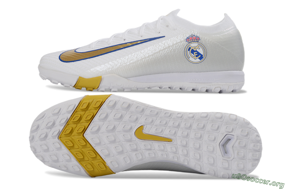 Nike Air Zoom Mercurial Vapor 16 Elite TF Football Shoes - White/Royal Blue/Metallic Gold 1