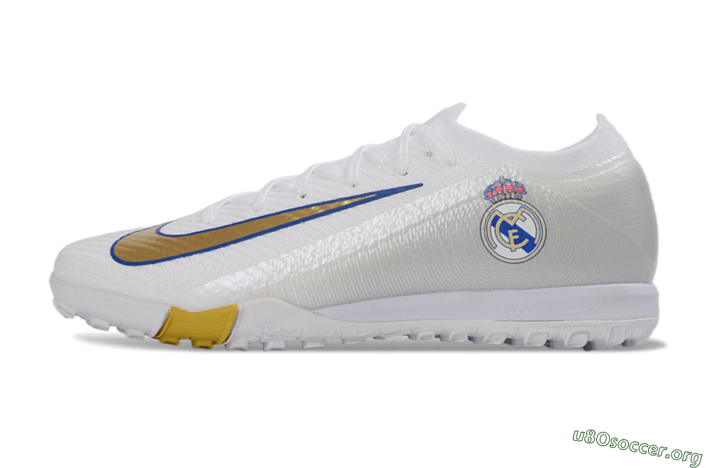Nike Air Zoom Mercurial Vapor 16 Elite TF Football Shoes - White/Royal Blue/Metallic Gold 3