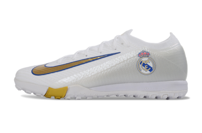 Nike Air Zoom Mercurial Vapor 16 Elite TF Football Shoes - White/Royal Blue/Metallic Gold