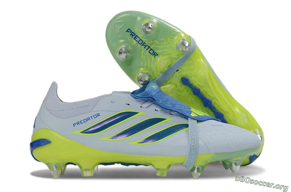 Adidas Predator 26 Elite Fold-Over Tongue SG Football Boots - Blue/Electric Green/Light Blue 2