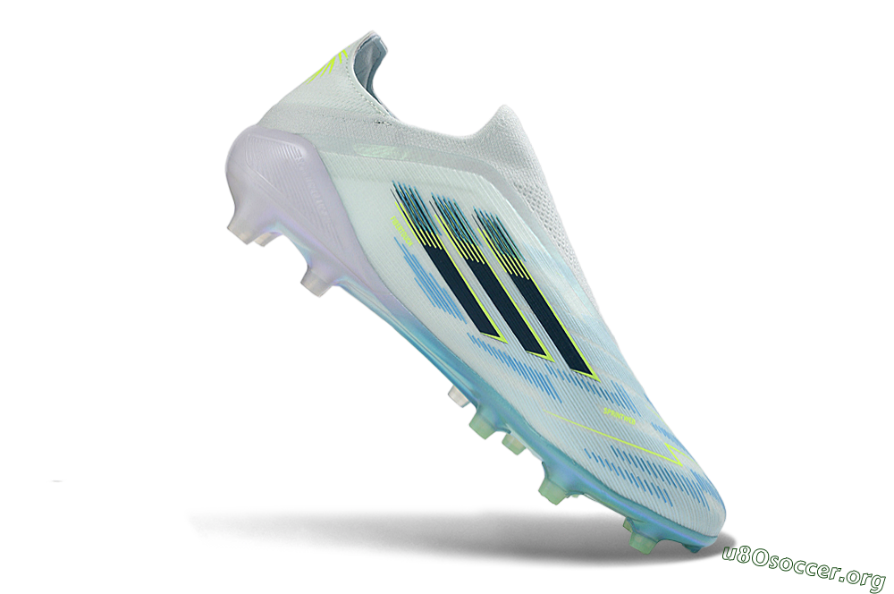Adidas F50 Elite Laceless FG Football Boots - White/Iridescent Blue/Iridescent Yellow 4