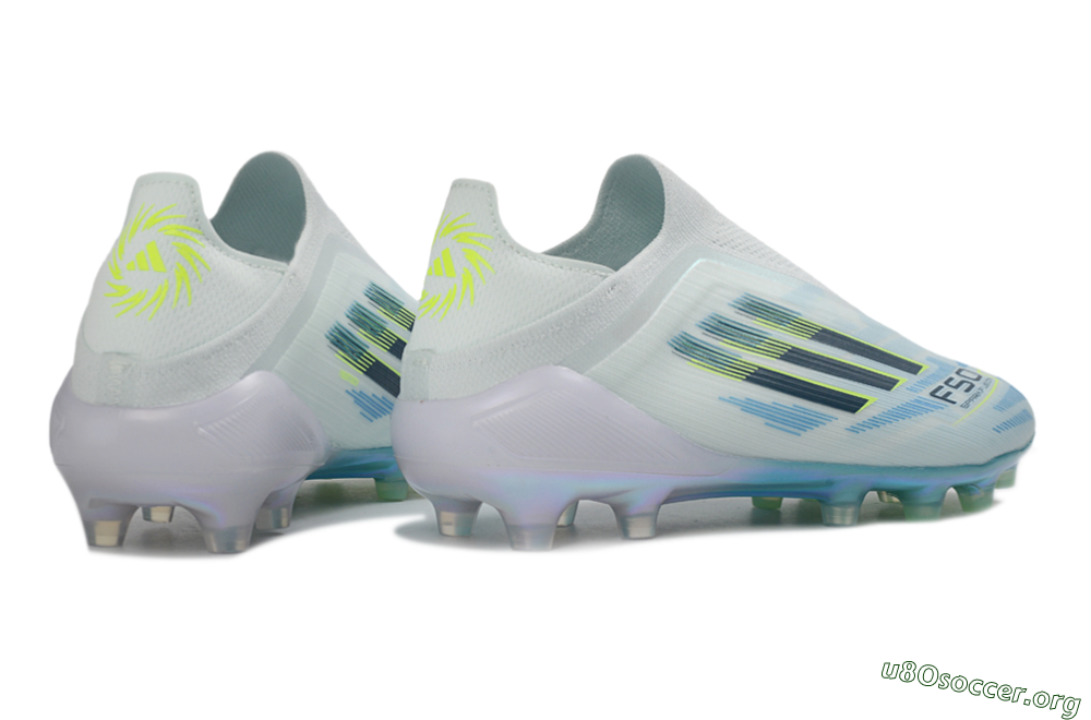 Adidas F50 Elite Laceless FG Football Boots - White/Iridescent Blue/Iridescent Yellow 6