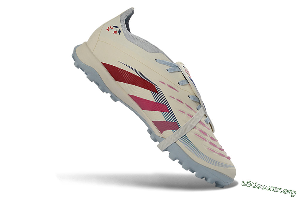 Adidas Predator Gal 26 Elite Fold-Over Tongue TF Football Shoes - Ivory/Blush Pink/Light Blue 4
