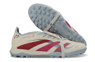 Adidas Predator Gal 26 Elite Fold-Over Tongue TF Football Shoes - Ivory/Blush Pink/Light Blue