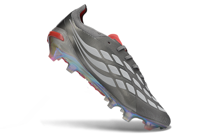 Adidas Predator 26 Elite FG Football Boots - Gray/Fiery Red/Metallic Silver